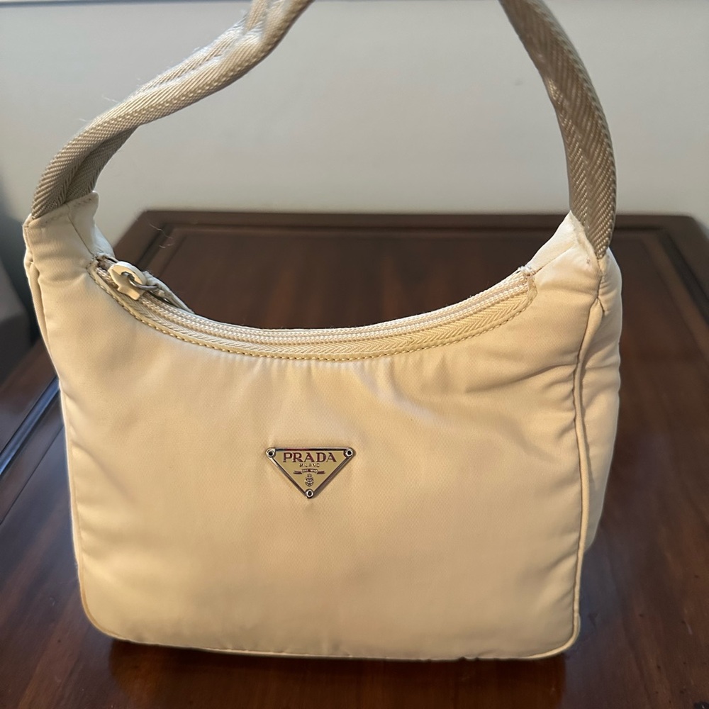 EUC! Prada Hobo Tessuto Mini Cream Bag